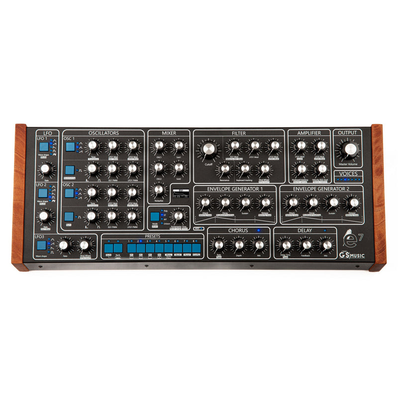 GS Music e7 Polyphonic Analogue Synthesiser-Black/Blue