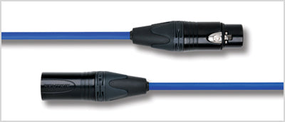 Mogami 3080 AES/EBU 110ohm Cable with blue jacket terminated with Neutrik Black and Gold XLRs